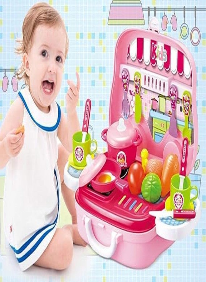 plutofit Kitchen Food Play Set with Wheel Suitcase, 26 Pieces, Stickers, Pretend Cooking Toys, Multicolor - Image 2